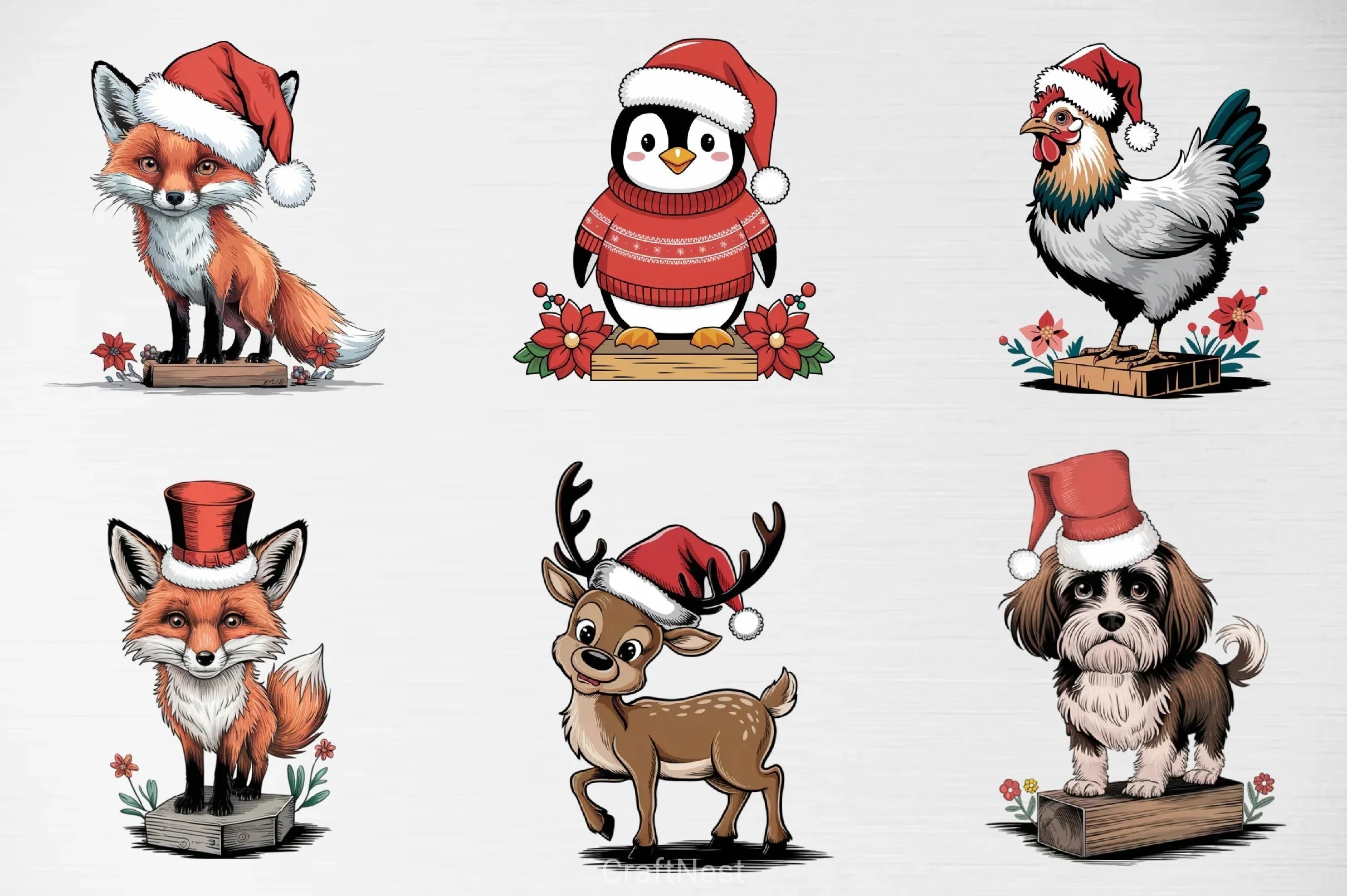 Christmas Animals Clipart Bundle 1 - CraftNest - Digital Crafting and Art
