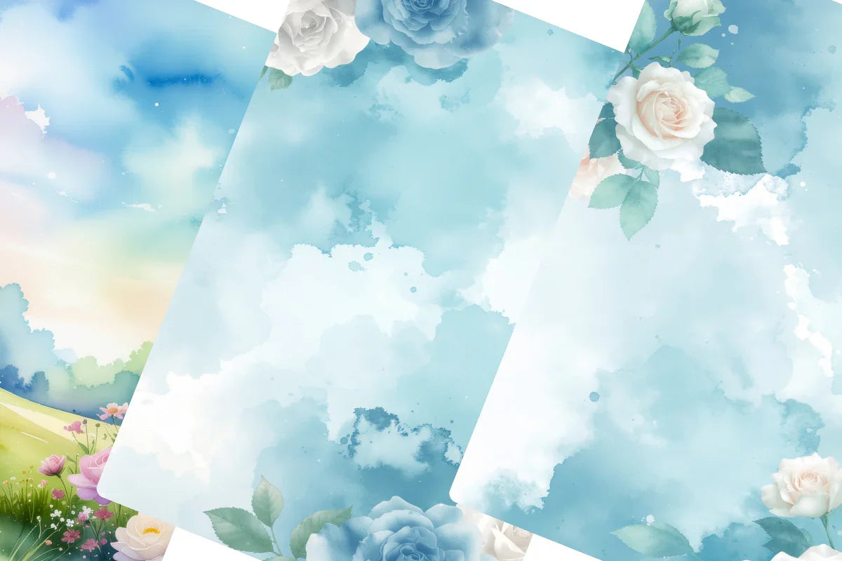 Blue Shabby Chic Junk Journal Papers - CraftNest - Digital Crafting and Art