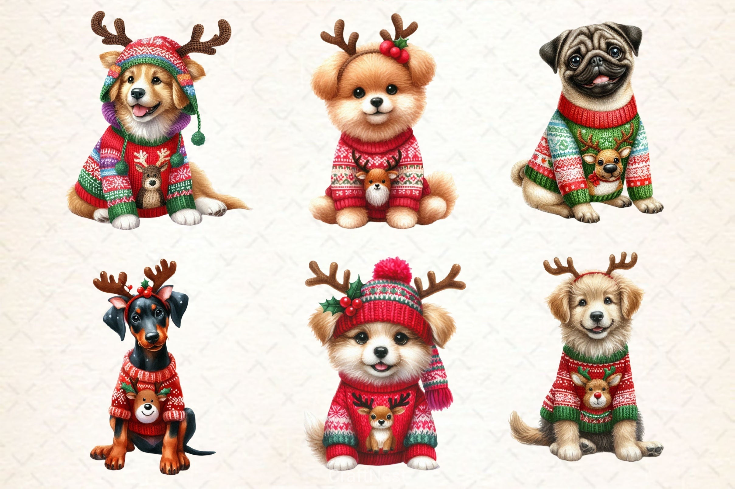 Christmas Dogs Clipart Bundle 2