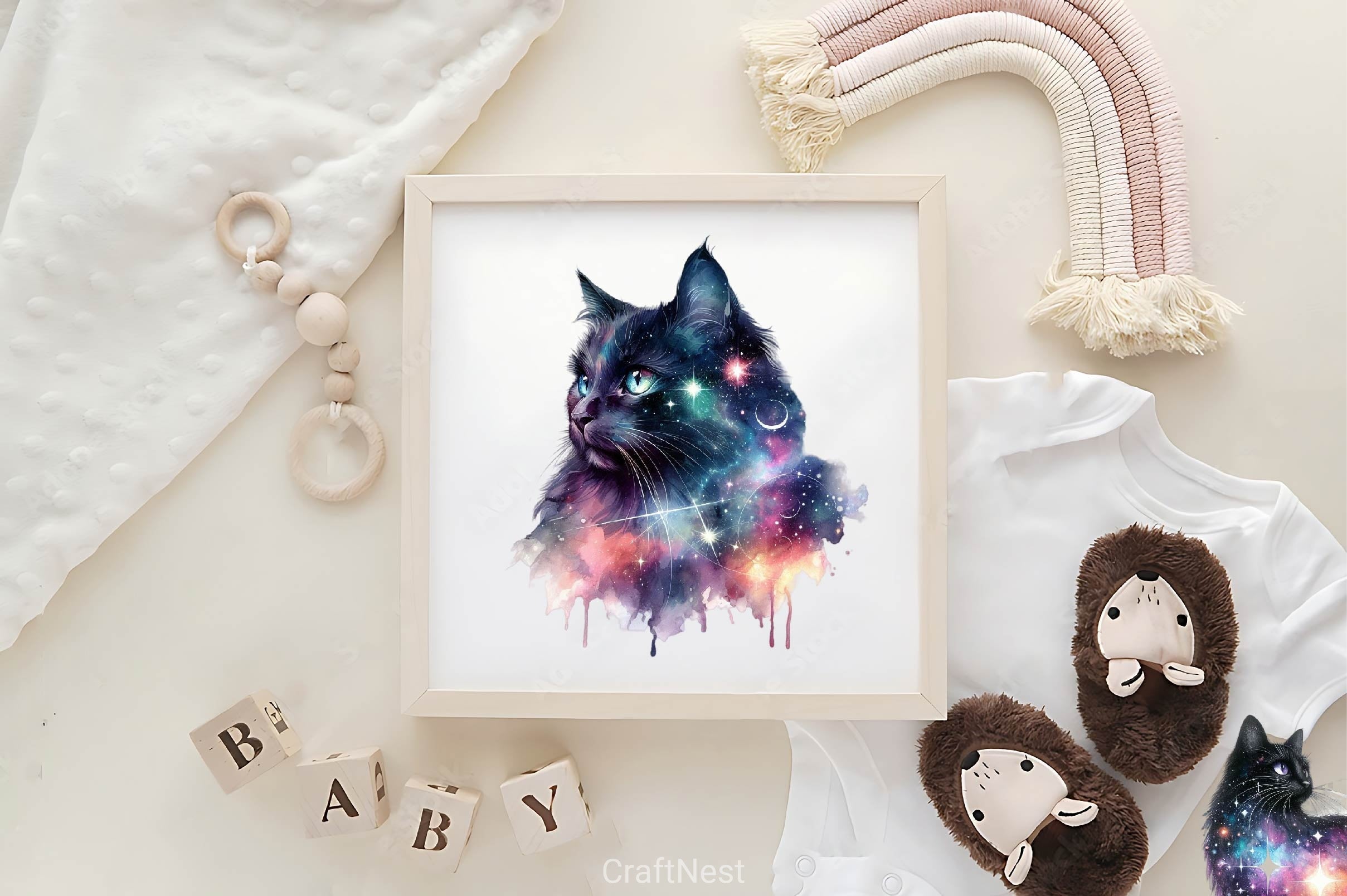 Celestial Black Cat Clipart Bundle