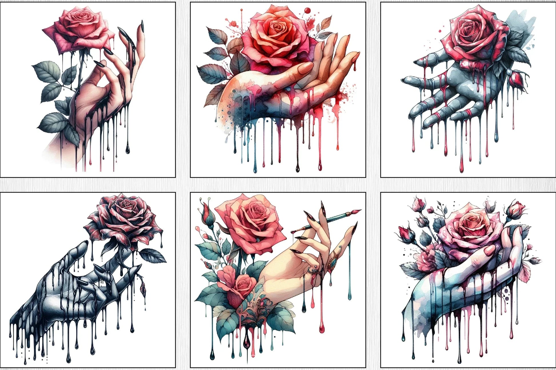 Dripping Rose Clipart Bundle - CraftNest - Digital Crafting and Art