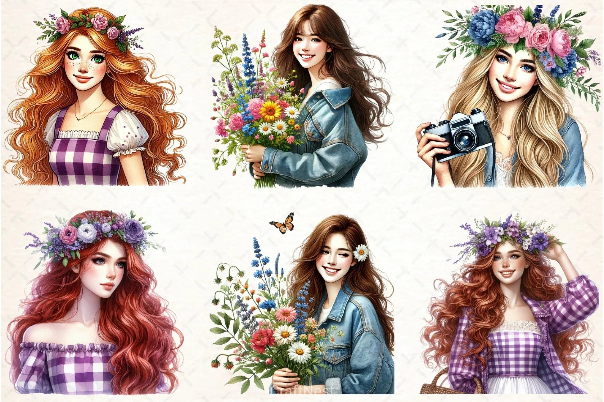 Spring Girl Clipart Bundle - CraftNest - Digital Crafting and Art