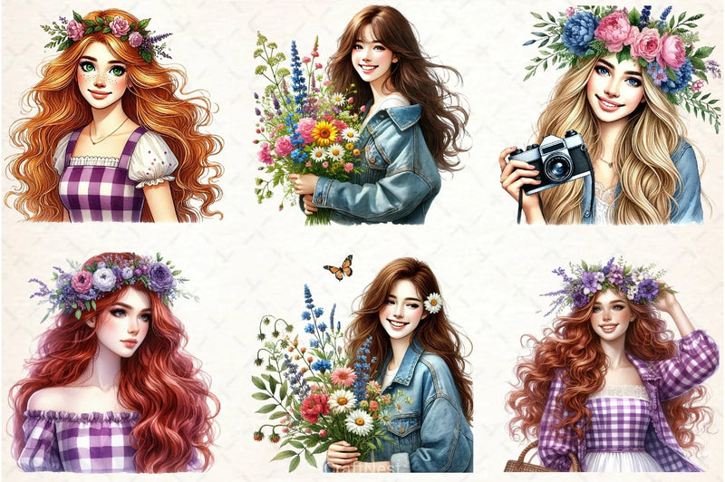 Spring Girl Clipart Bundle - CraftNest - Digital Crafting and Art