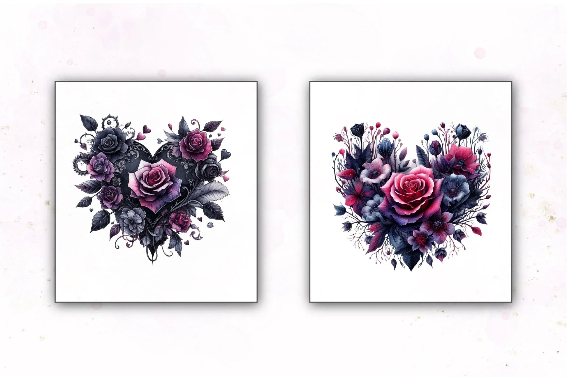 Gothic Black Floral Hearts Clipart Bundle - CraftNest - Digital Crafting and Art