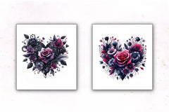 Gothic Black Floral Hearts Clipart Bundle - CraftNest - Digital Crafting and Art