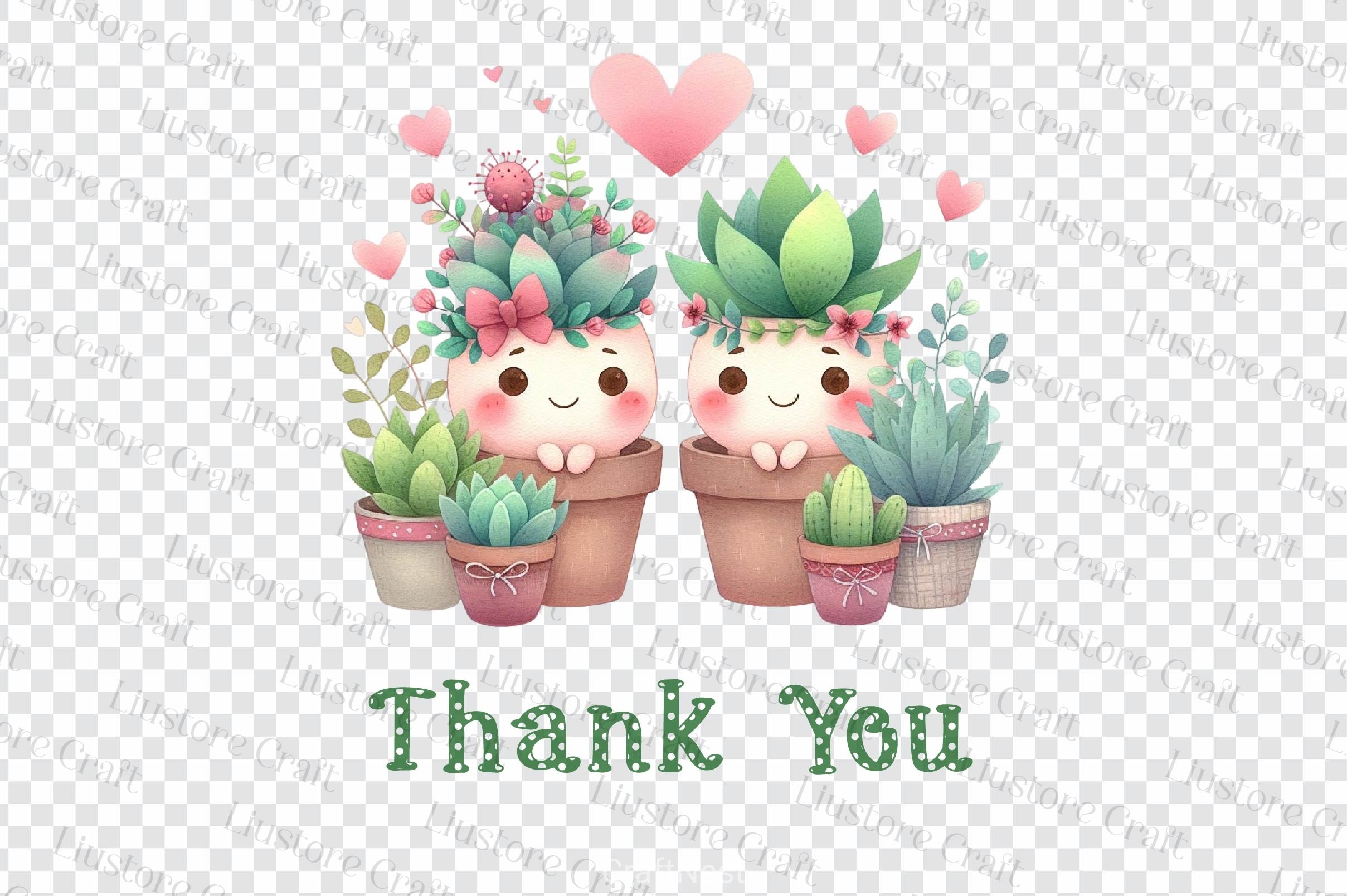 Cute Valentine Plant Couple Clipart Bundle