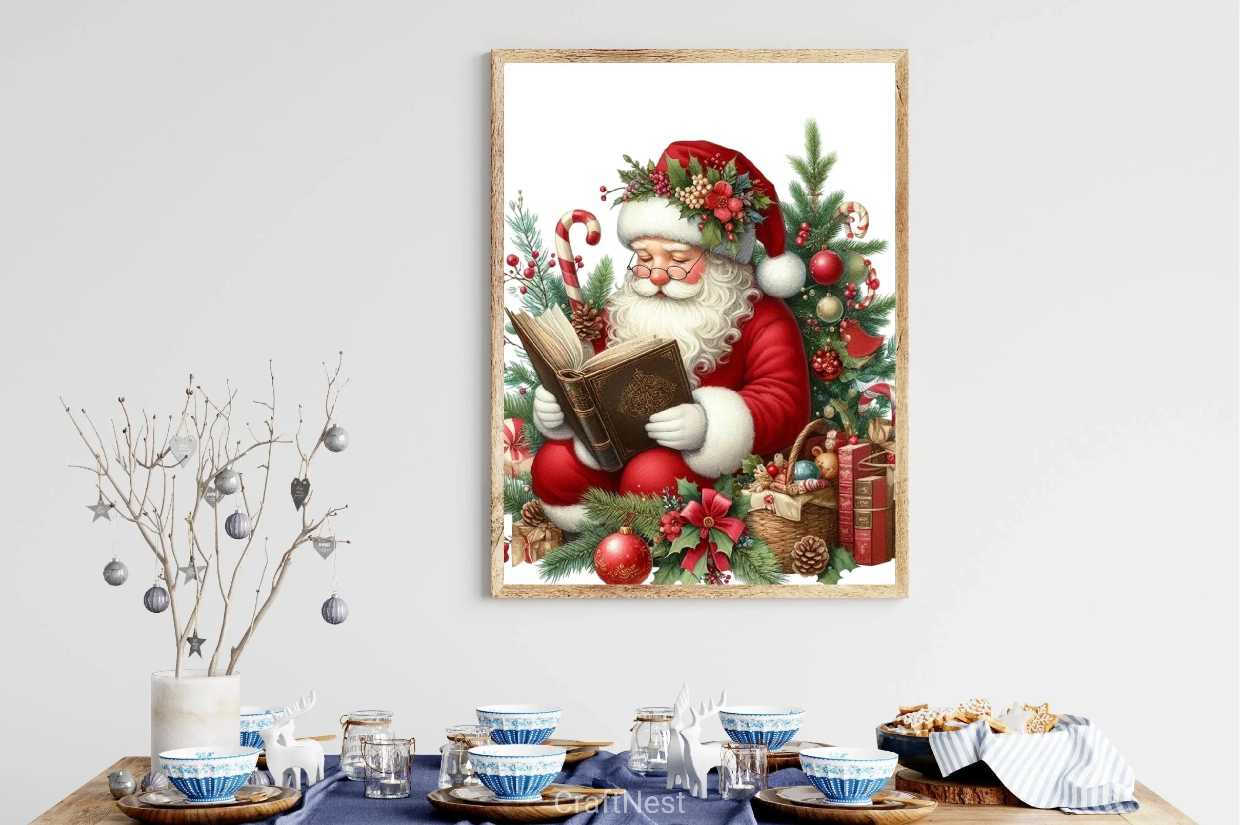 Christmas Santa Reading Book Clipart Bundle - CraftNest - Digital Crafting and Art