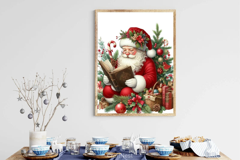 Christmas Santa Reading Book Clipart Bundle - CraftNest - Digital Crafting and Art
