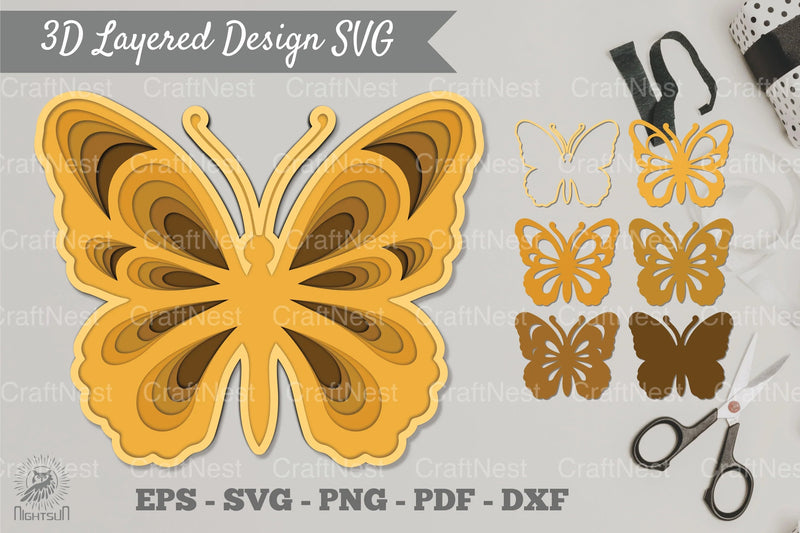 3D Layered Butterfly SVG Bundle - CraftNest - Digital Crafting and Art