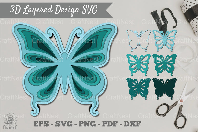 3D Layered Butterfly SVG Bundle - CraftNest - Digital Crafting and Art