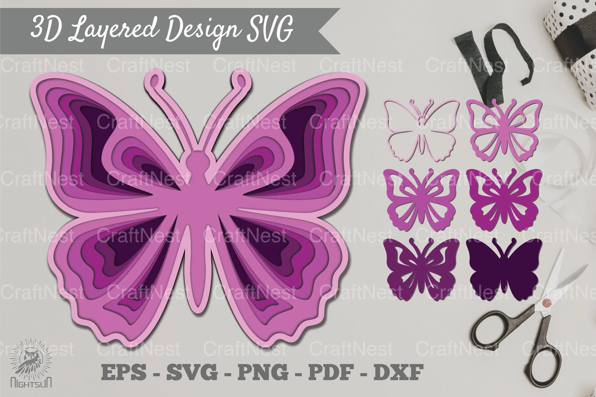 3D Layered Butterfly SVG Bundle - CraftNest - Digital Crafting and Art