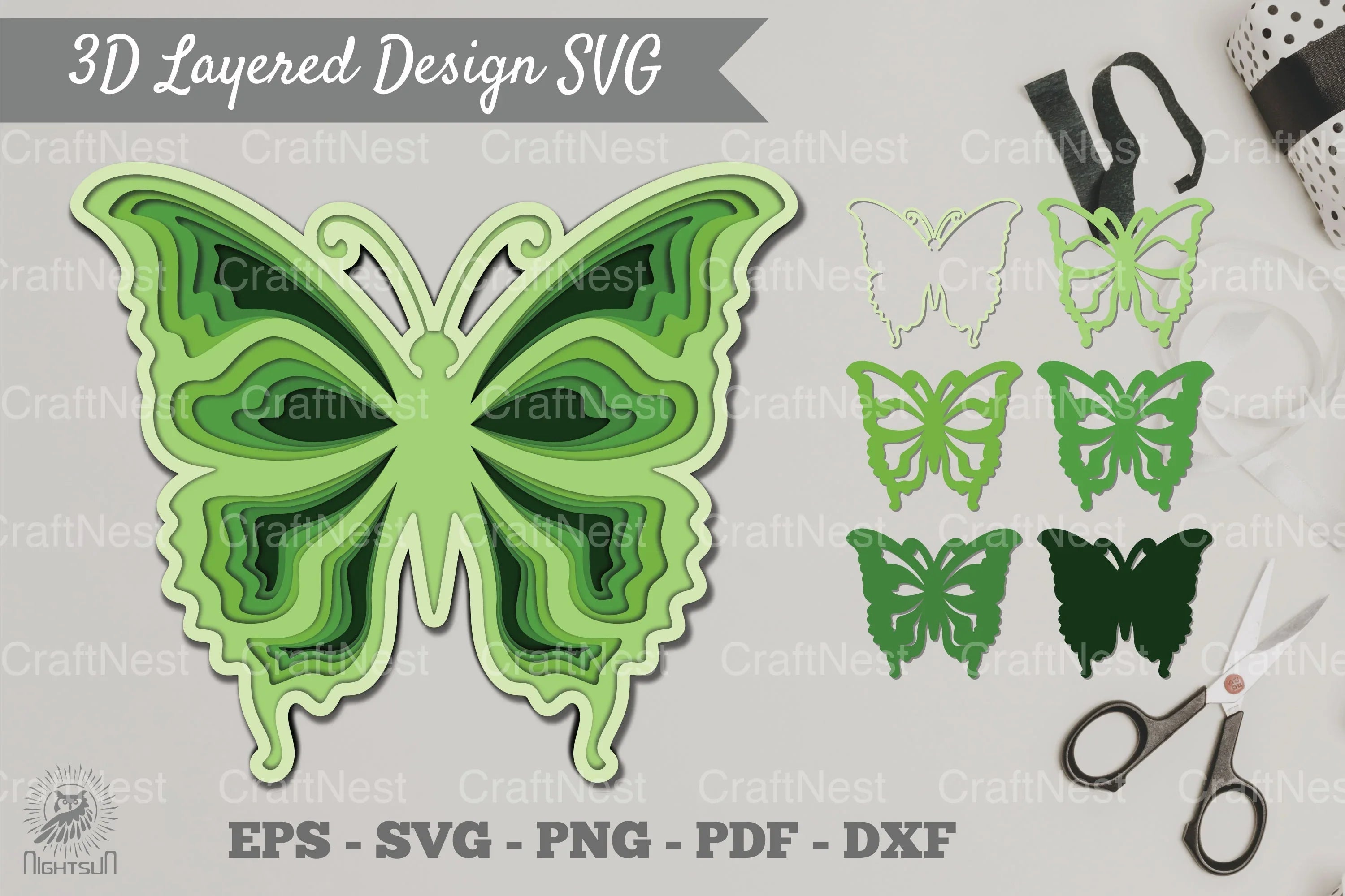 3D Layered Butterfly SVG Bundle - CraftNest - Digital Crafting and Art