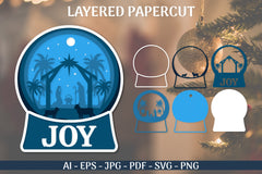 3D Shadow Box Christmas Snow Globe Layered Papercut SVG Bundle 3 - CraftNest - Digital Crafting and Art