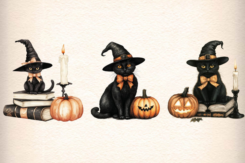 Halloween Black Cat Clipart Bundle 2 - CraftNest - Digital Crafting and Art