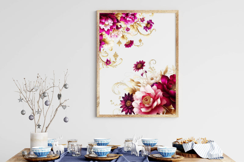 Magenta And Gold Floral Clipart Bundle - CraftNest - Digital Crafting and Art