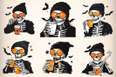 Halloween Drinking Skeleton Clipart Bundle - CraftNest - Digital Crafting and Art