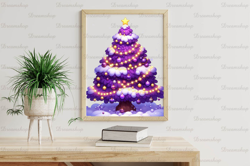 Purple Christmas Tree Clipart Bundle - CraftNest - Digital Crafting and Art
