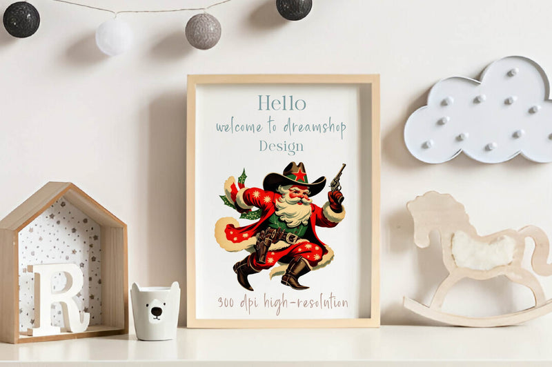 Vintage Christmas Cowboy Santa Clipart Bundle - CraftNest - Digital Crafting and Art