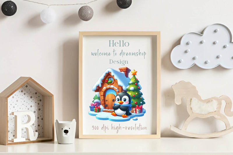 Christmas Funny Penguin House Clipart Bundle - CraftNest - Digital Crafting and Art