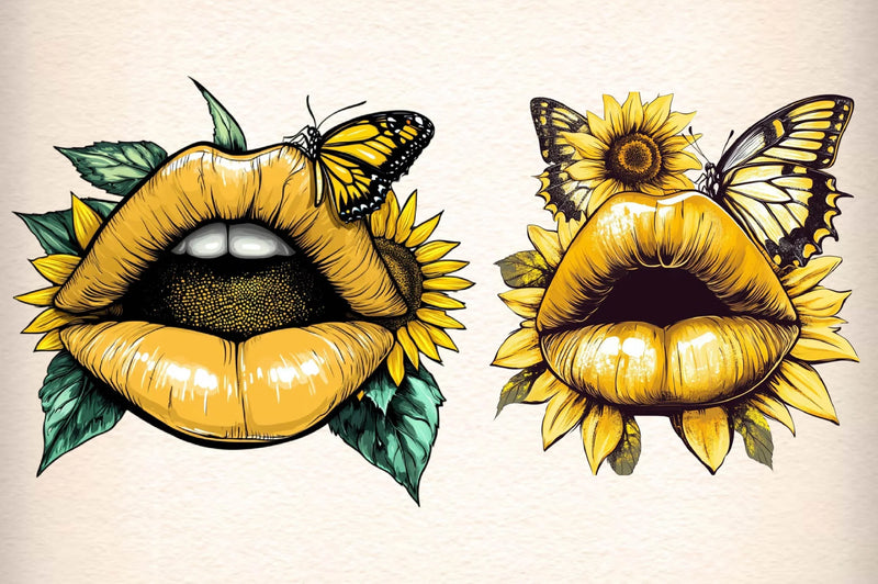 Yellow Lips Clipart Bundle - CraftNest - Digital Crafting and Art