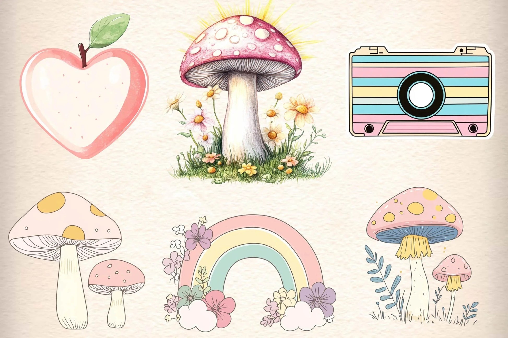Retro Groovy Clipart Bundle - CraftNest - Digital Crafting and Art