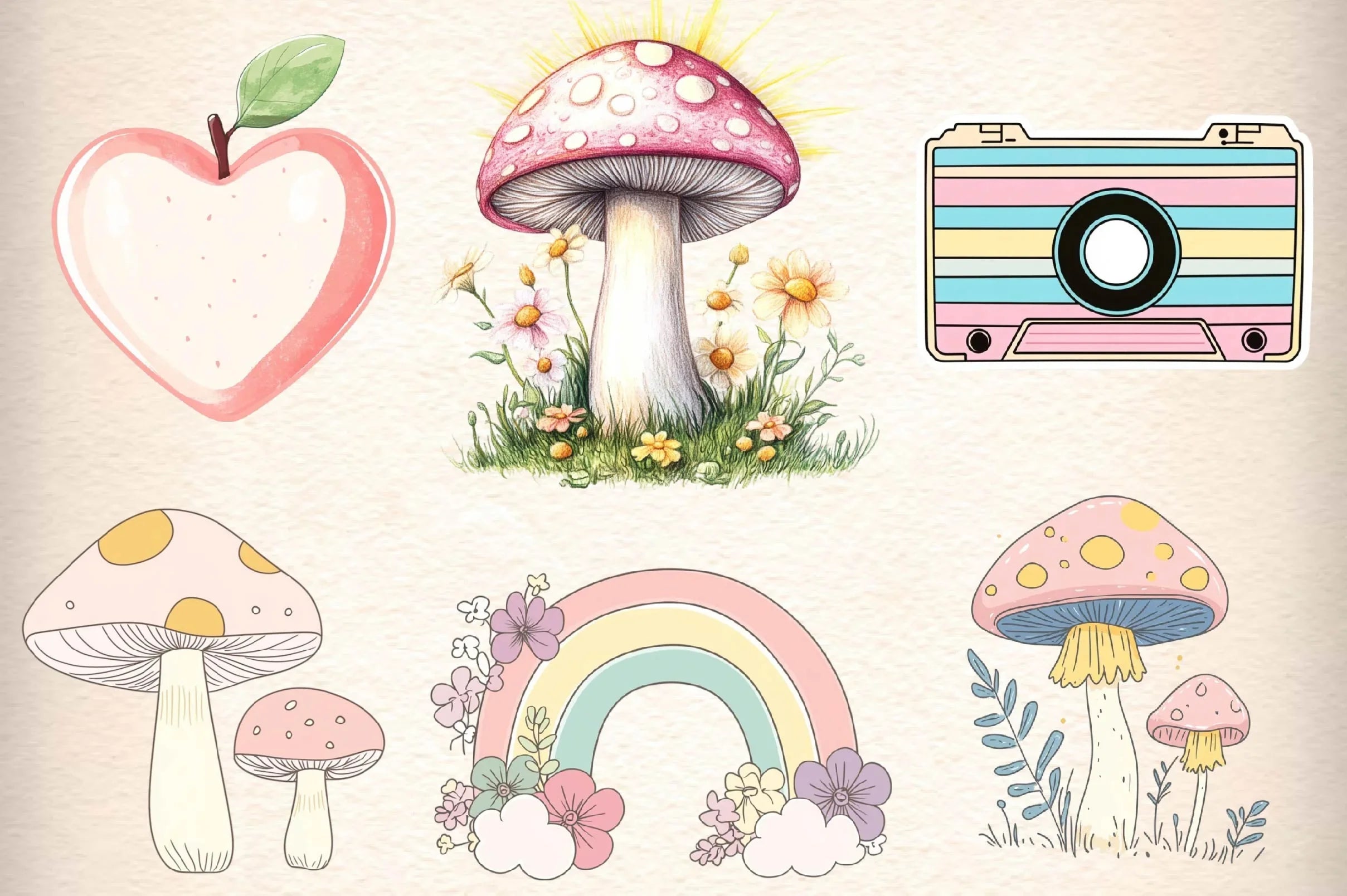 Retro Groovy Clipart Bundle - CraftNest - Digital Crafting and Art