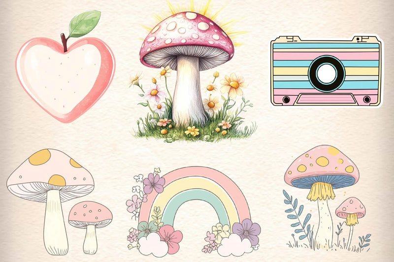 Retro Groovy Clipart Bundle - CraftNest - Digital Crafting and Art