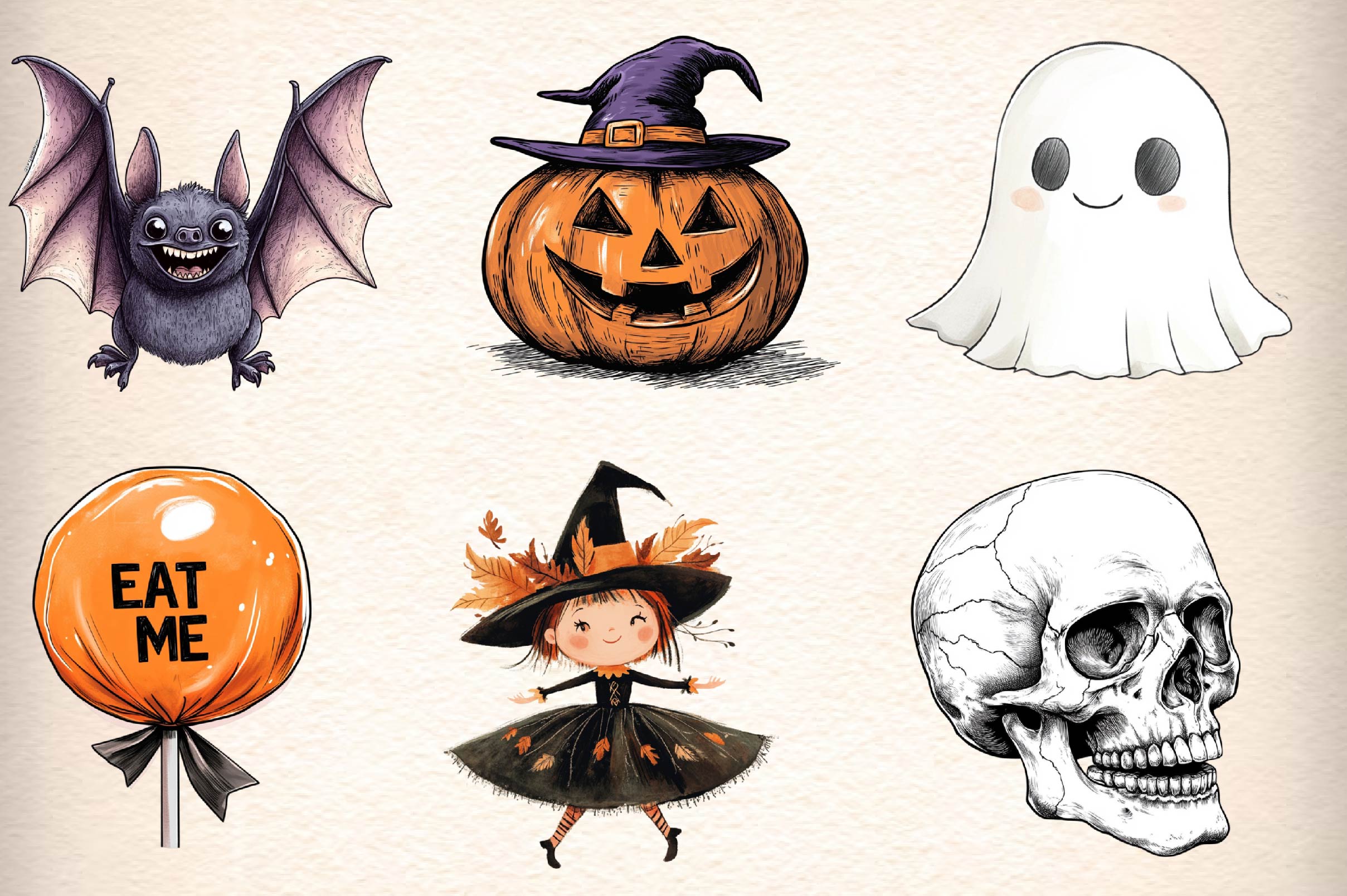 Vintage Halloween Clipart Bundle - CraftNest - Digital Crafting and Art