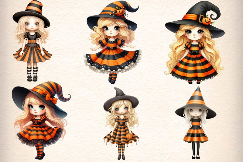 Whimsical Halloween Doll Clipart Bundle - CraftNest - Digital Crafting and Art