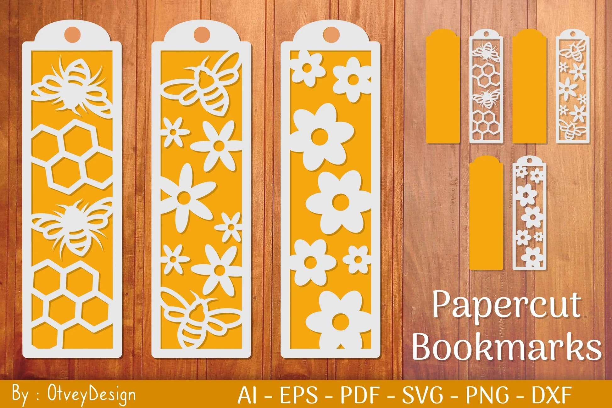 Bee Papercut Bookmarks SVG Bundle - CraftNest - Digital Crafting and Art