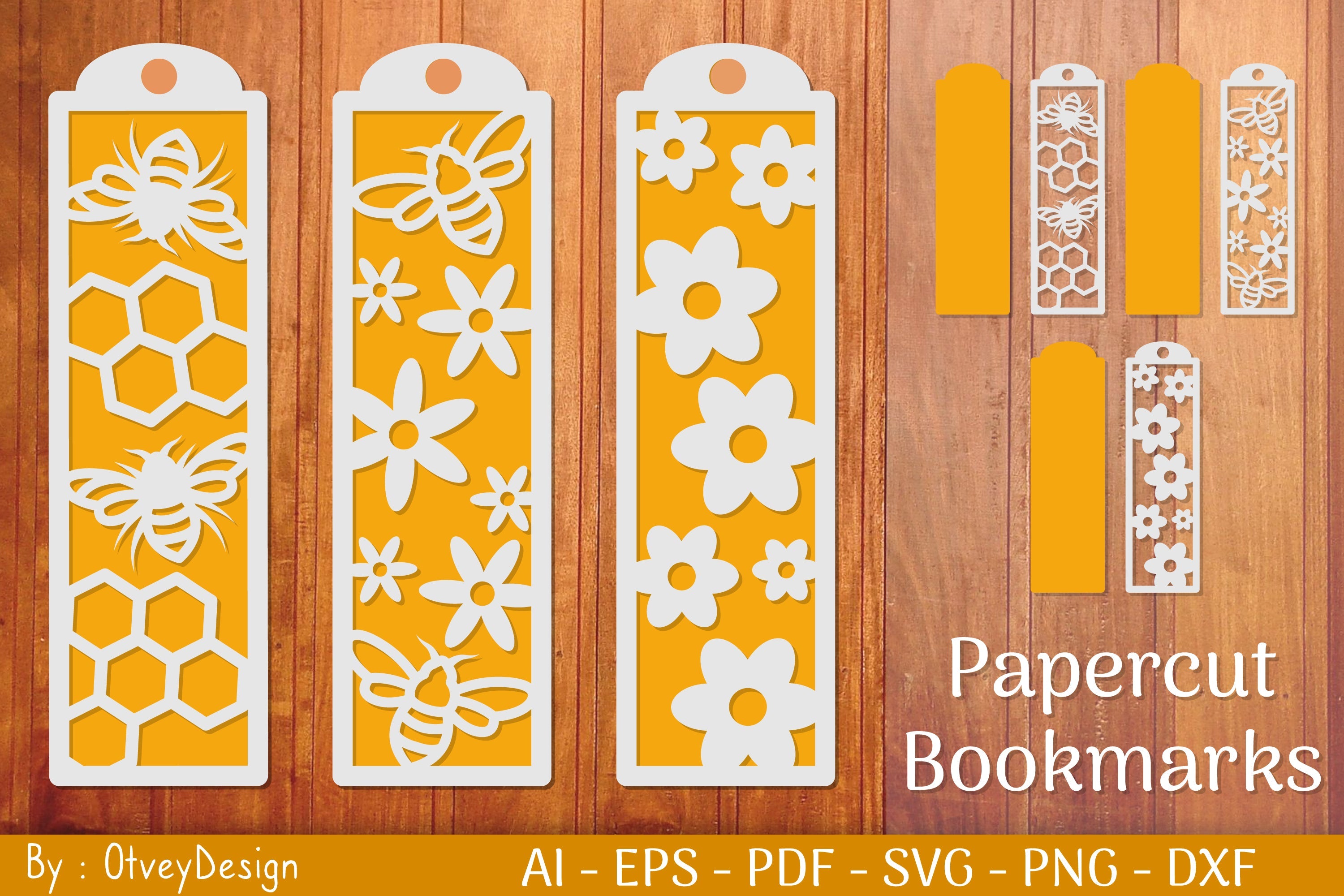 Bee Papercut Bookmarks SVG Bundle