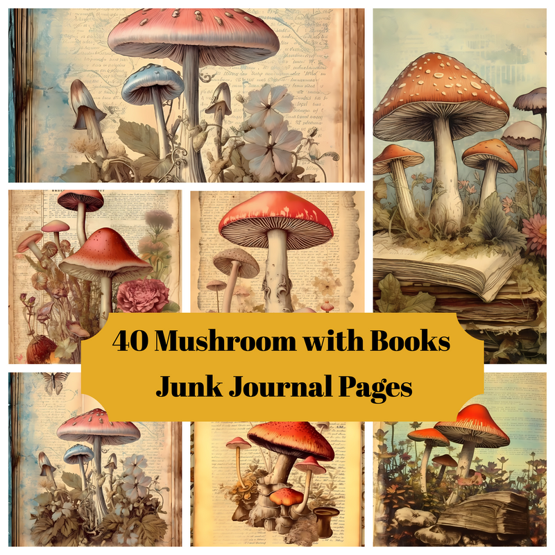 Mushroom Books Junk Journal Pages - CraftNest