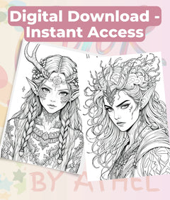 Elven Portraits Coloring Book Bundle - CraftNest - Digital Crafting and Art