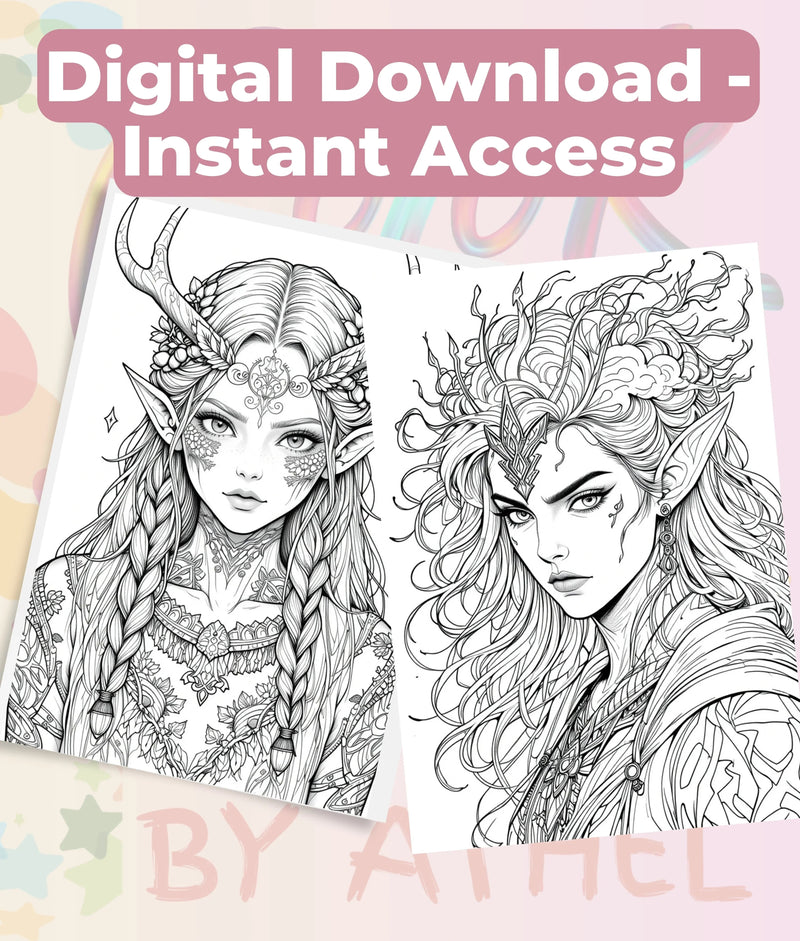 Elven Portraits Coloring Book Bundle - CraftNest - Digital Crafting and Art
