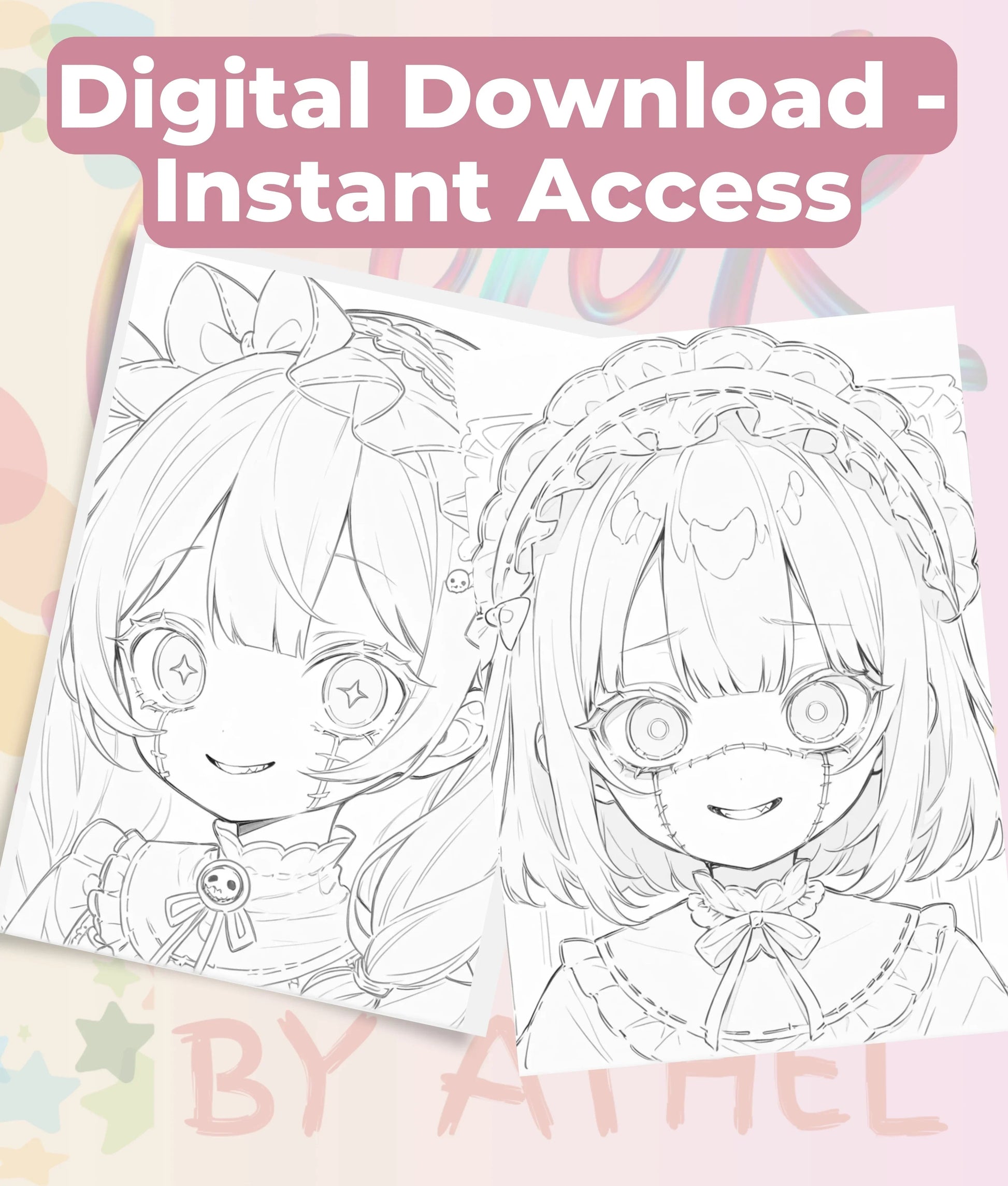 Creepy Kawaii Doll Coloring Book Bundle - CraftNest - Digital Crafting and Art