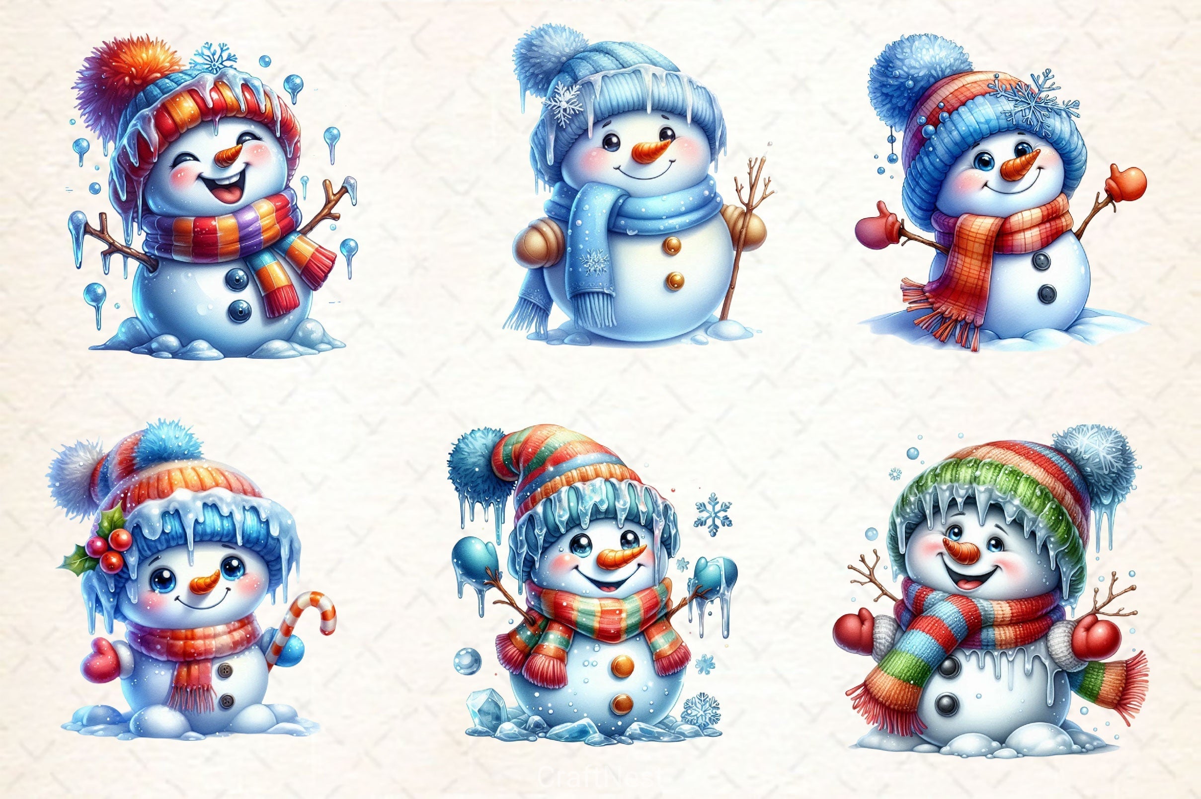 Christmas Icing Snowman Clipart Bundle