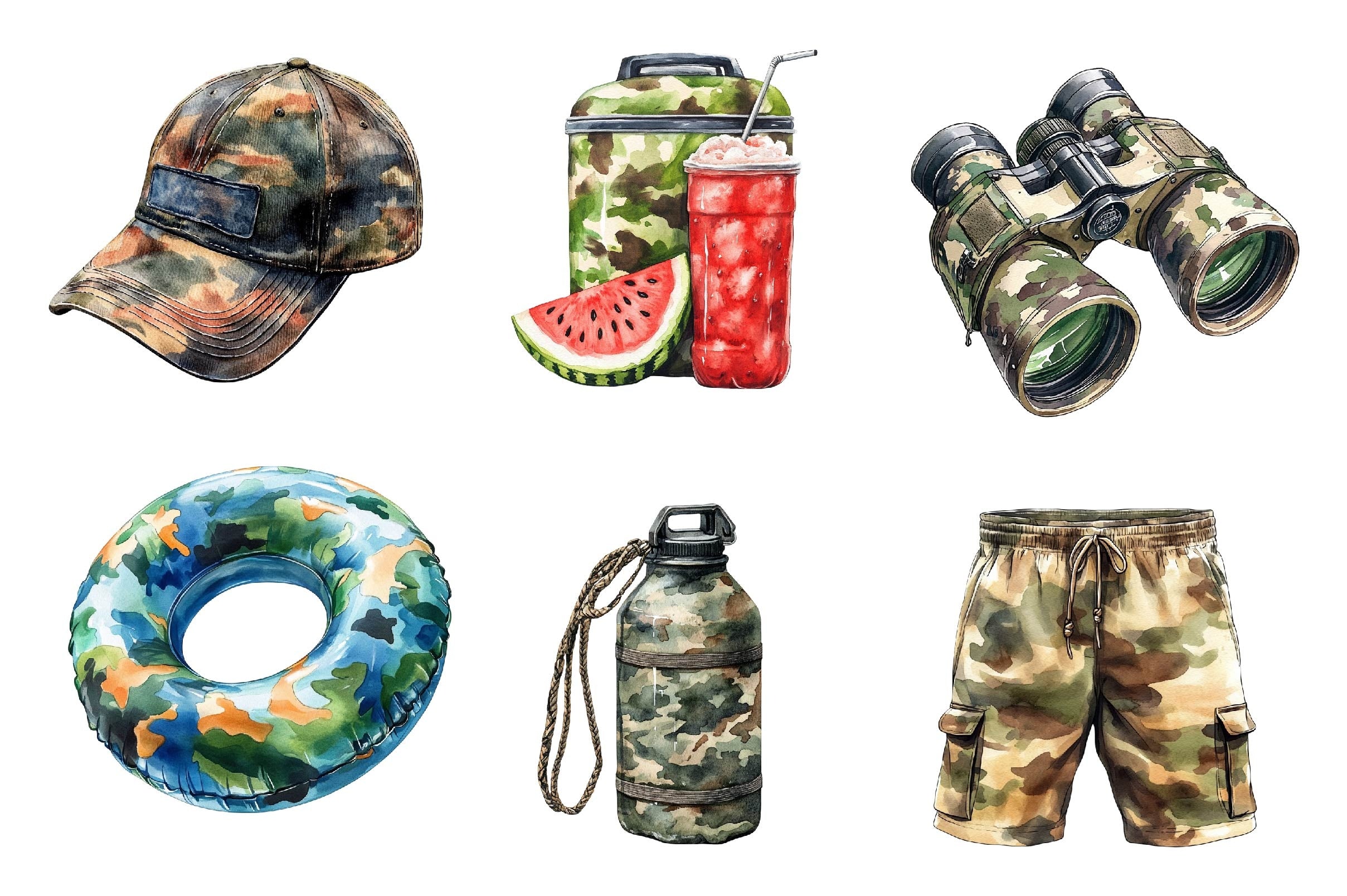Camouflage Summer Elements Clipart Bundle 2