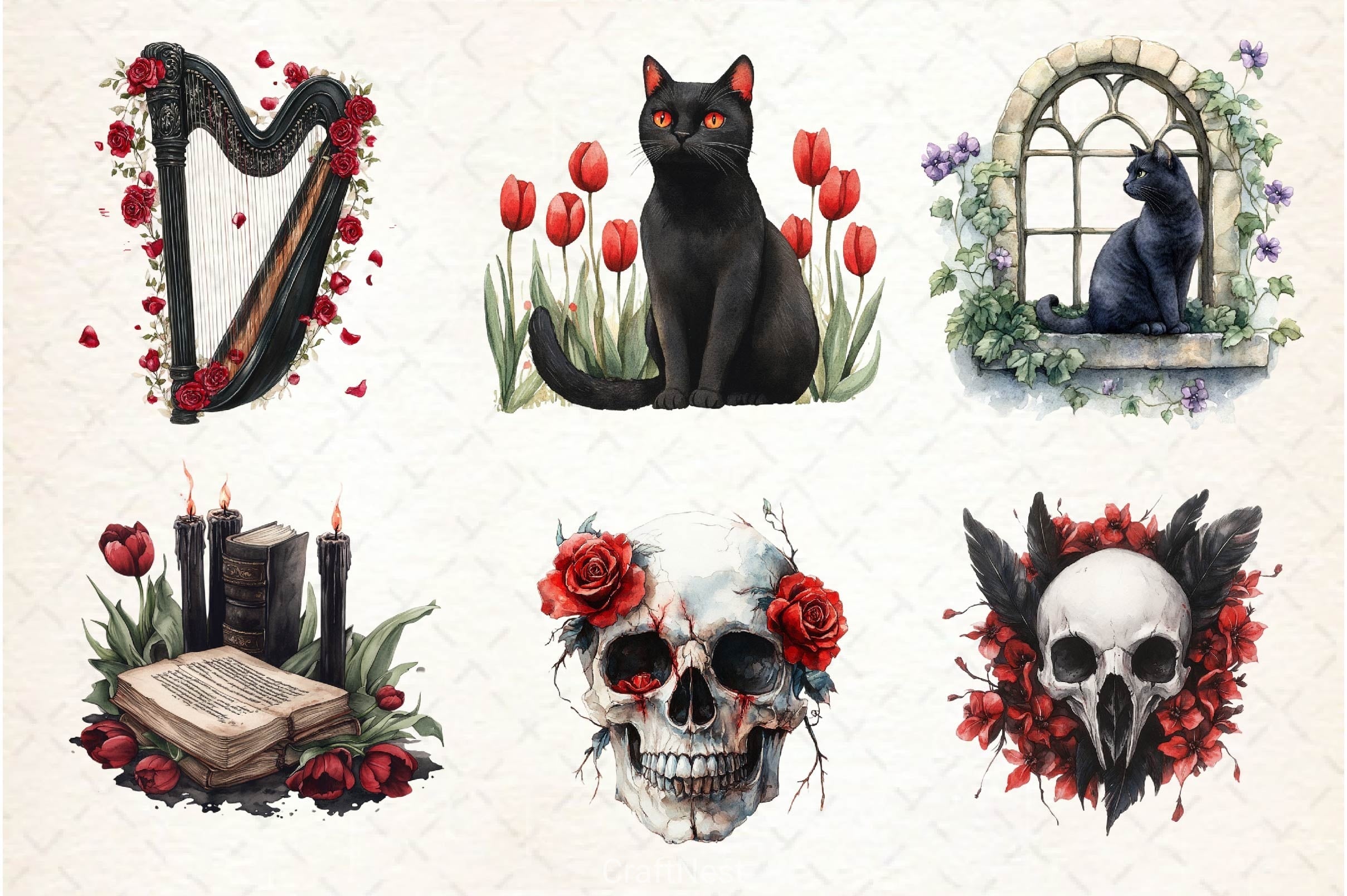 Gothic Spring Clipart Bundle 3