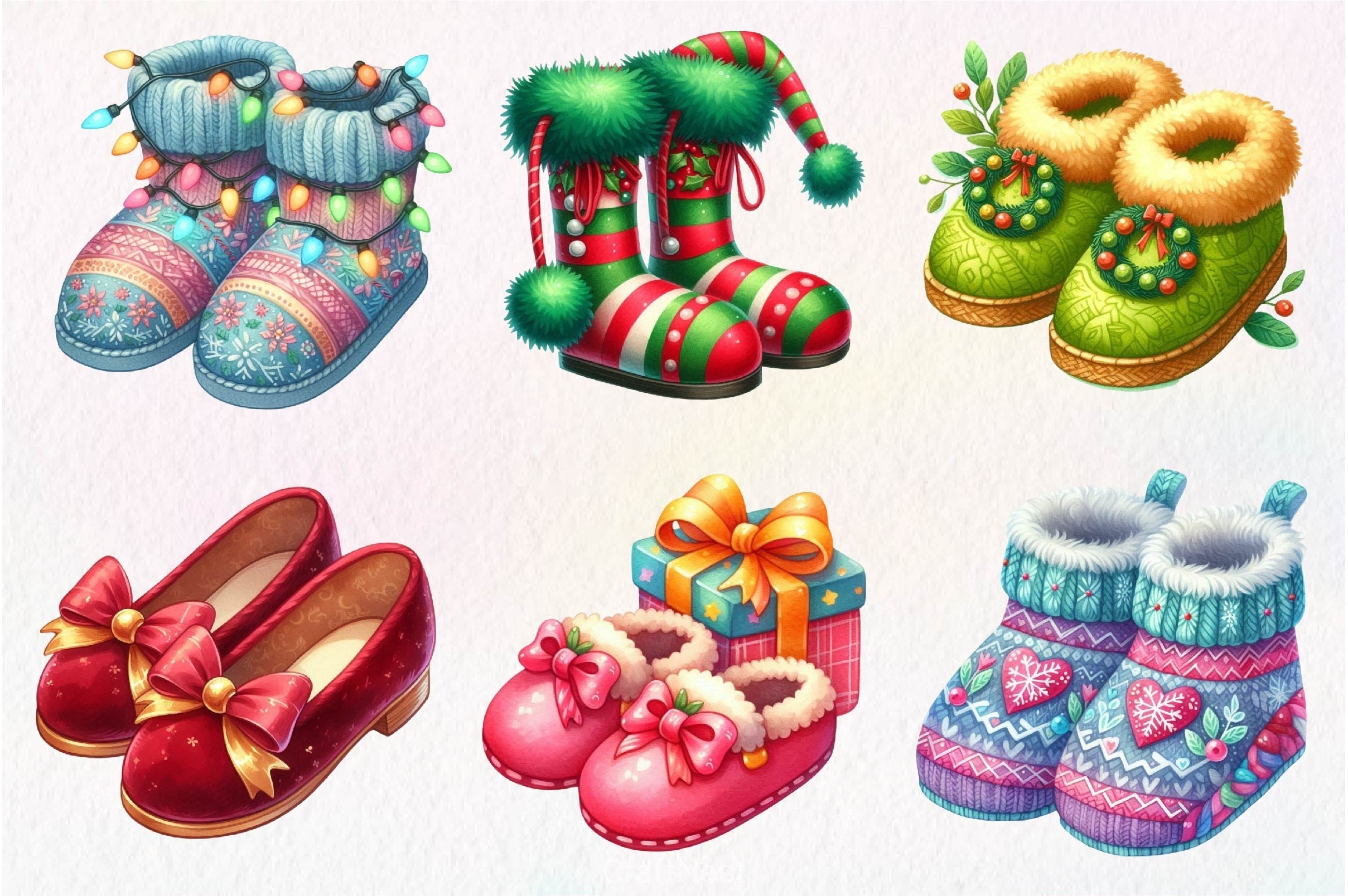 Christmas Slipper Clipart Bundle
