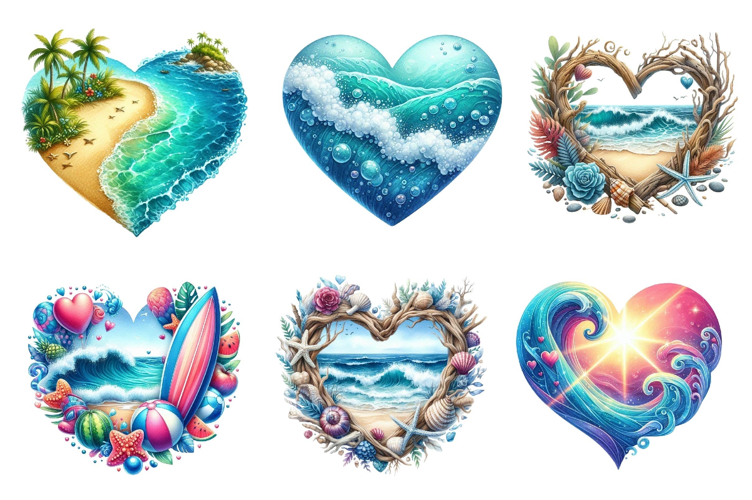 Heart Beach Frame Clipart Bundle 1