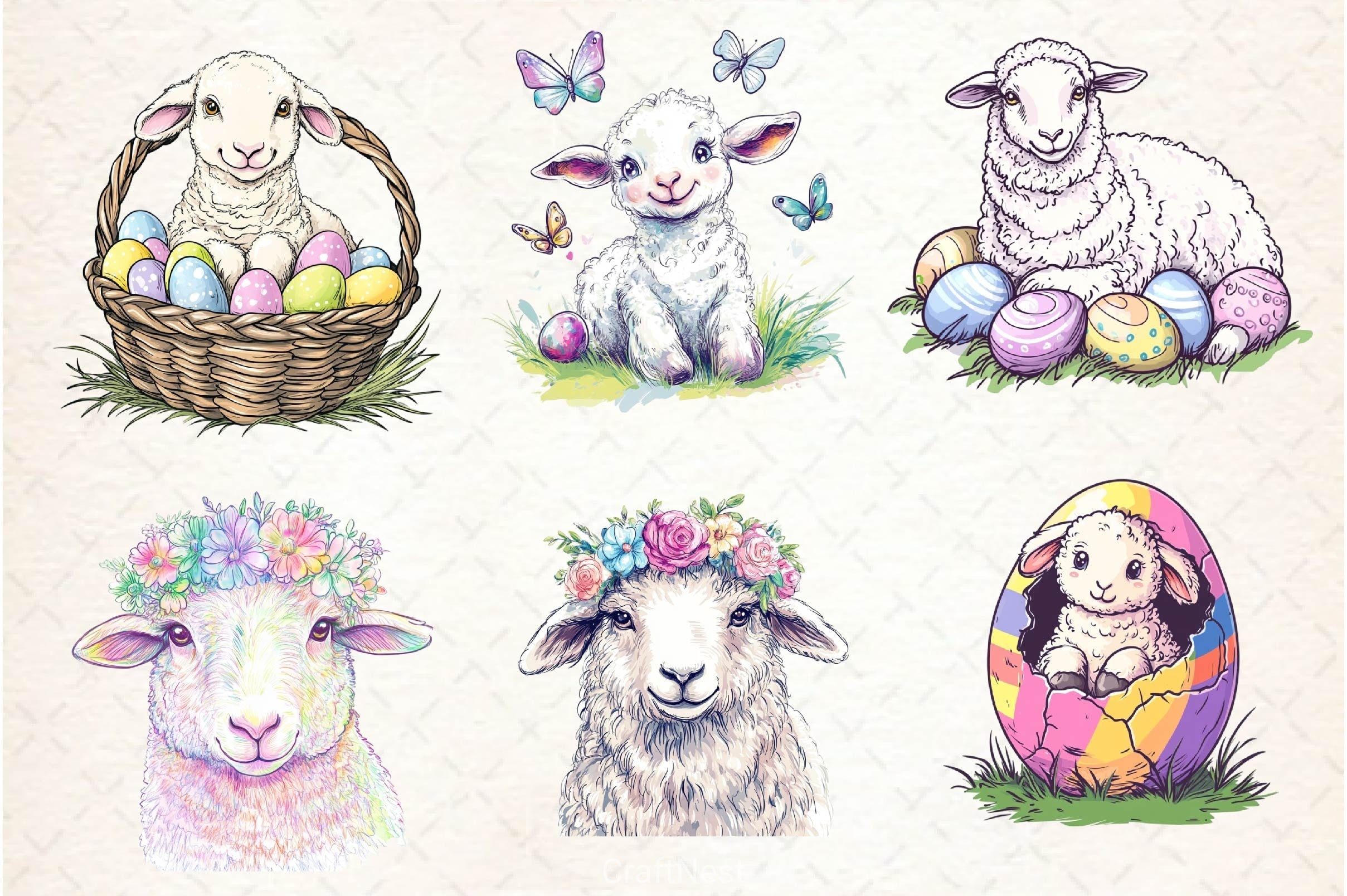 Sheep Easter Clipart Bundle