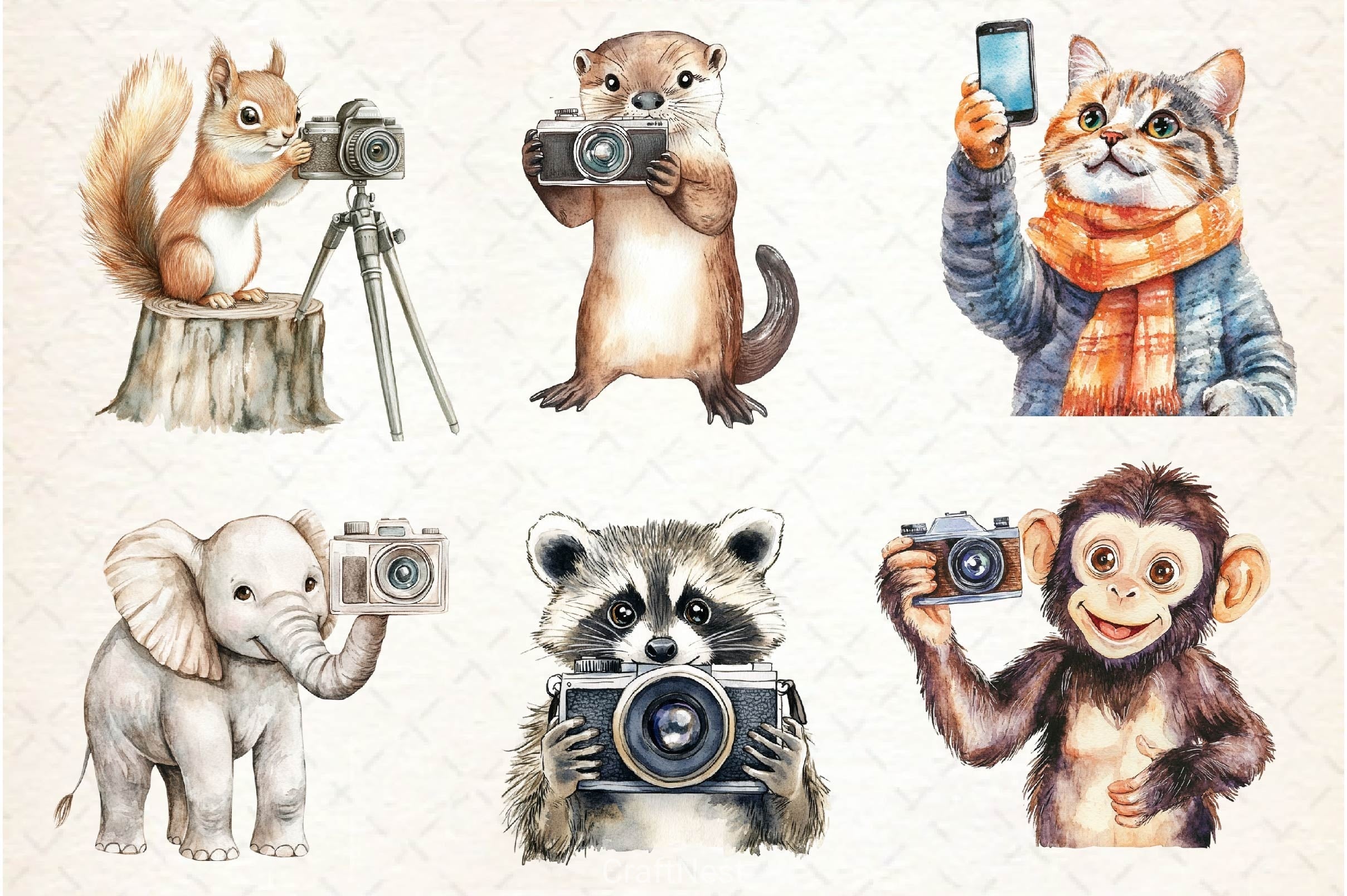 Cute Animals Photographer Clipart Bundle 2