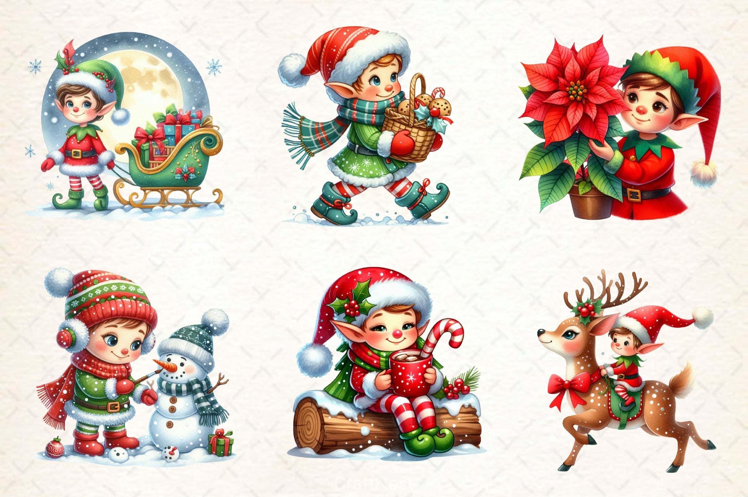 Festive Elf Clipart Bundle