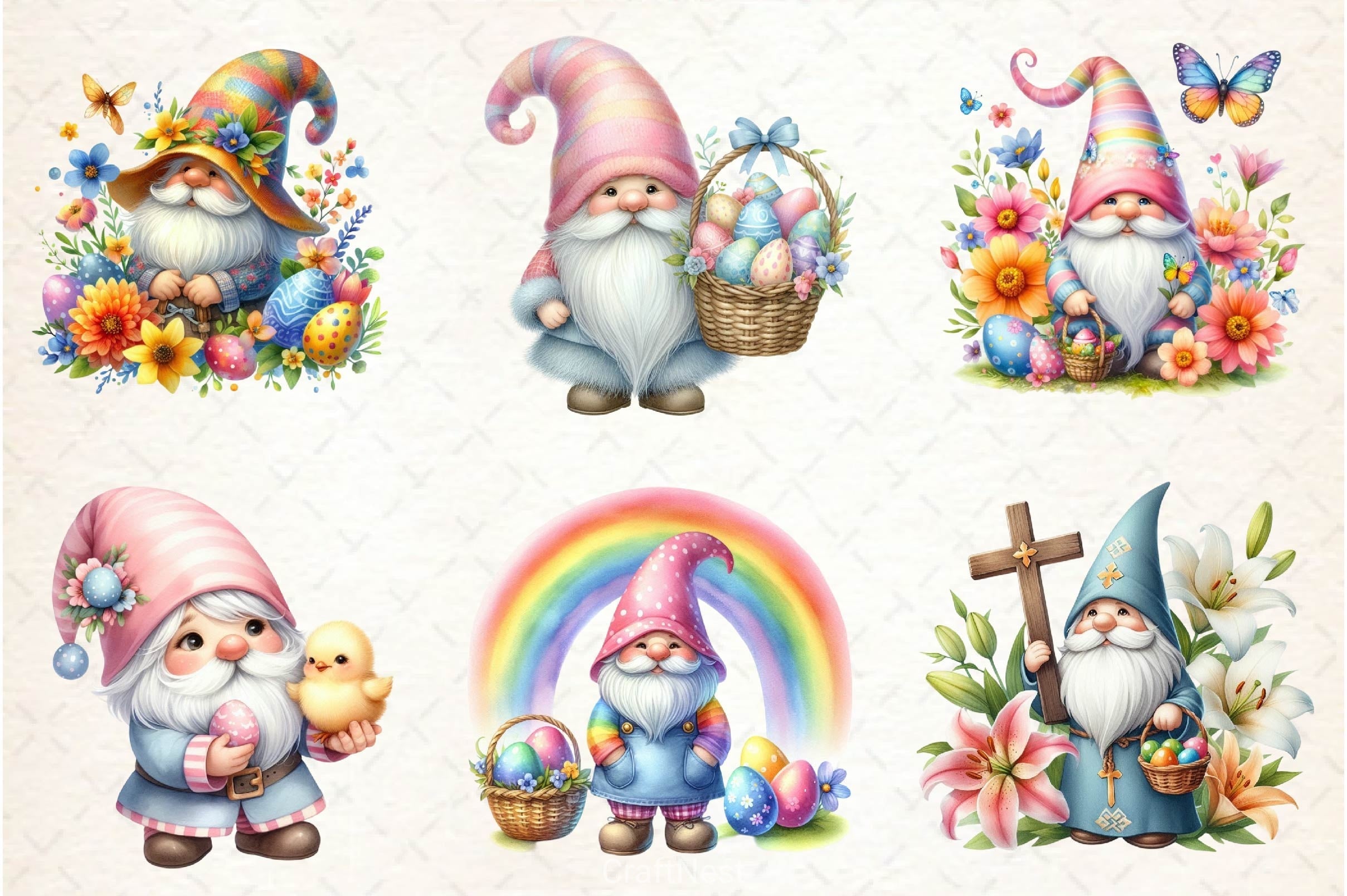 Easter Gnomes Clipart Bundle 2