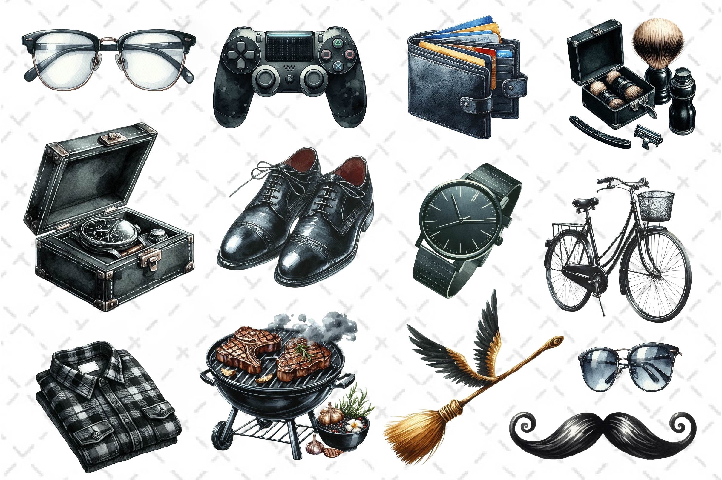 Classic Black Father's Day Clipart Bundle