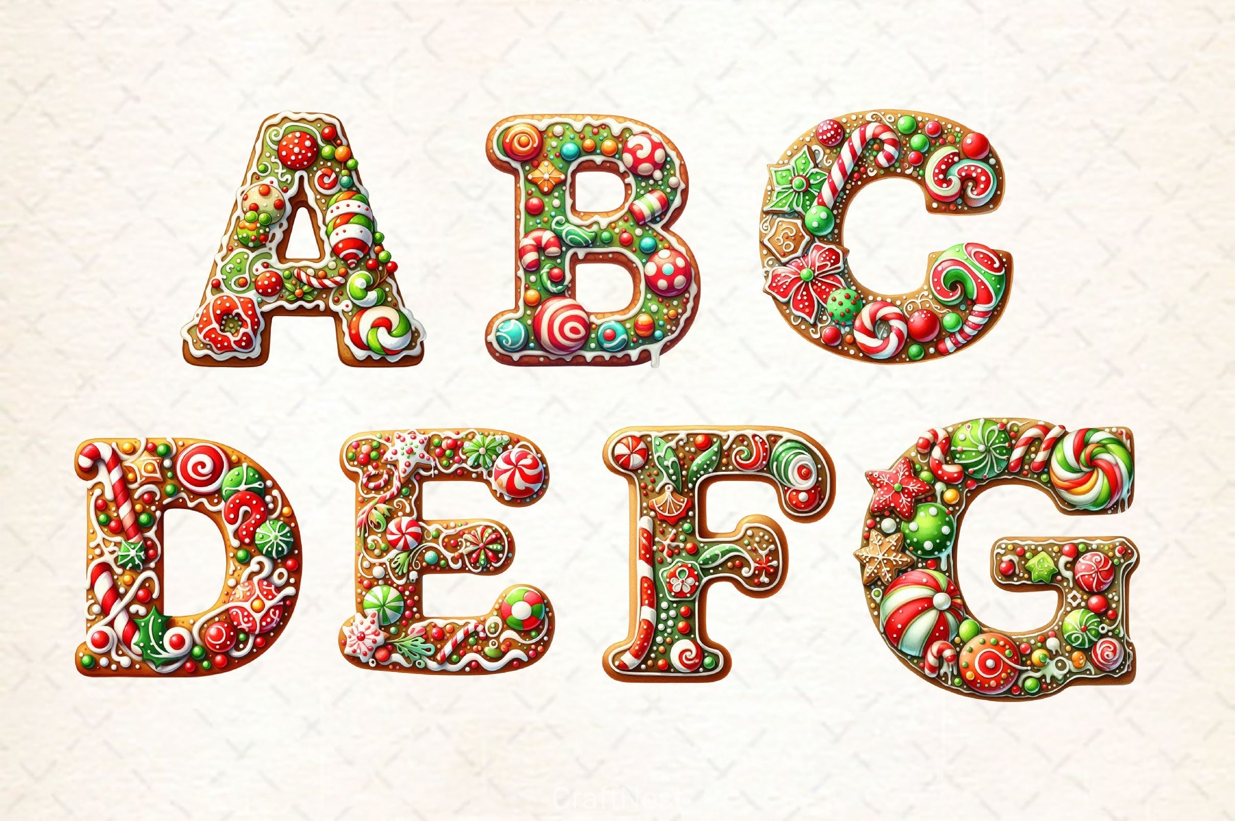Christmas Gingerbread Alphabet Clipart Bundle 6