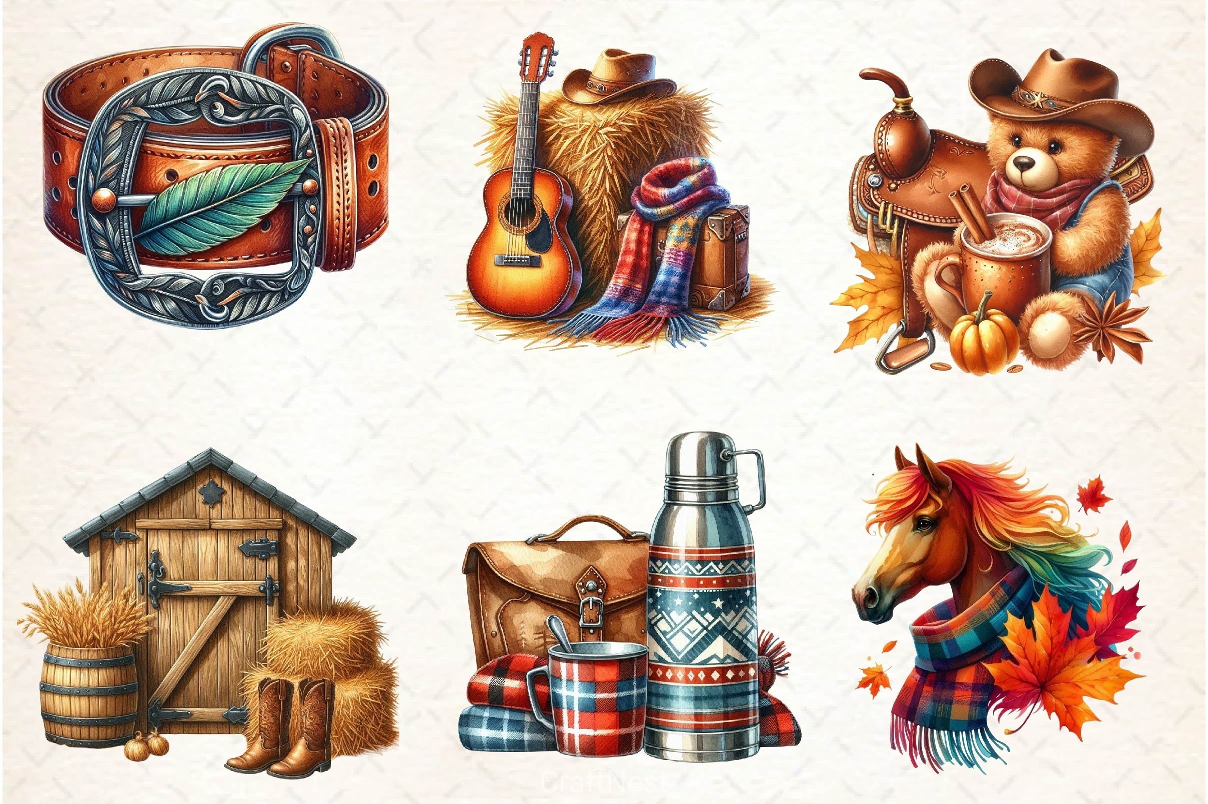Cowboy Autumn Clipart Bundle 4