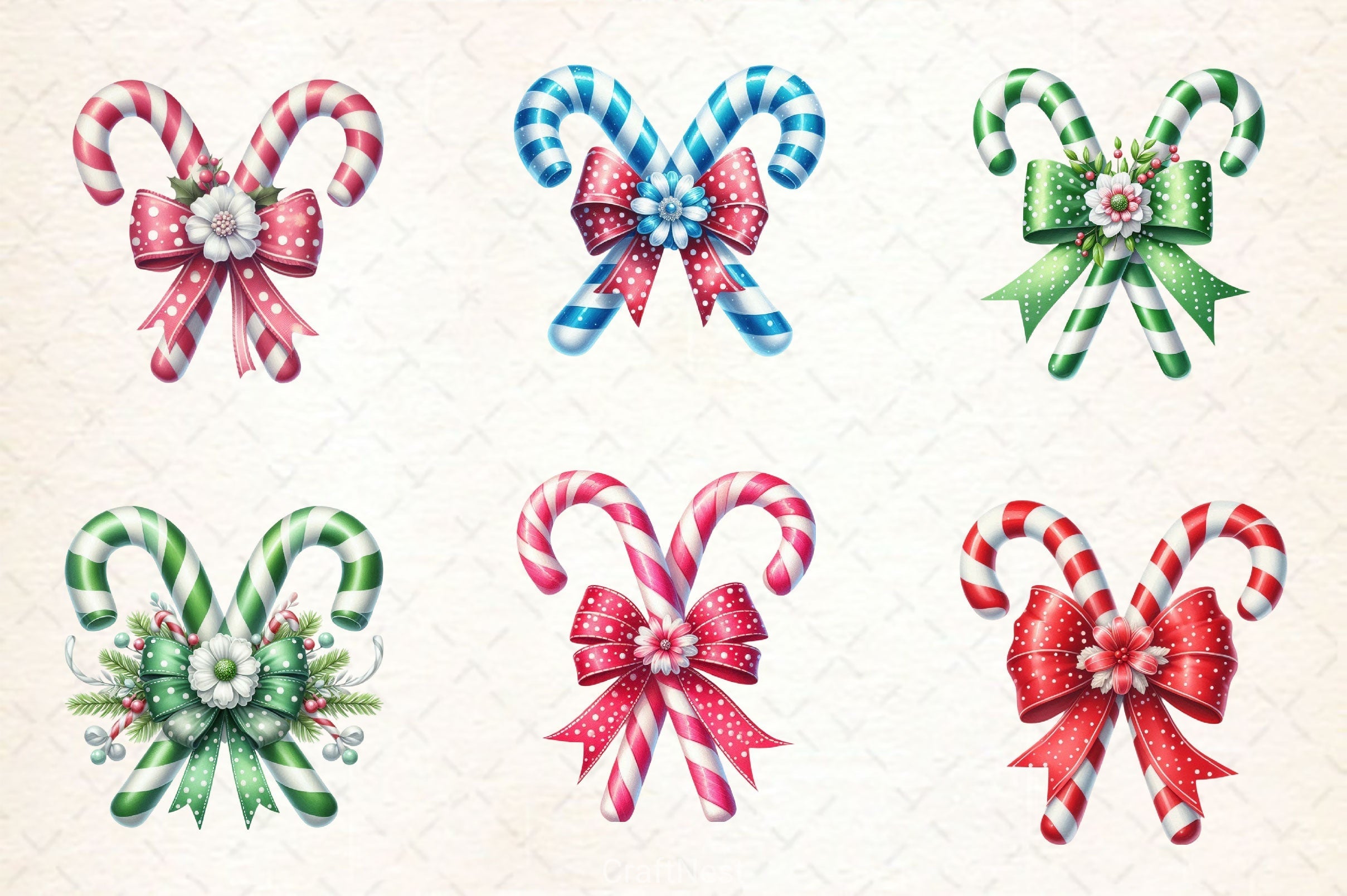 Candy Cane Christmas Clipart Bundle