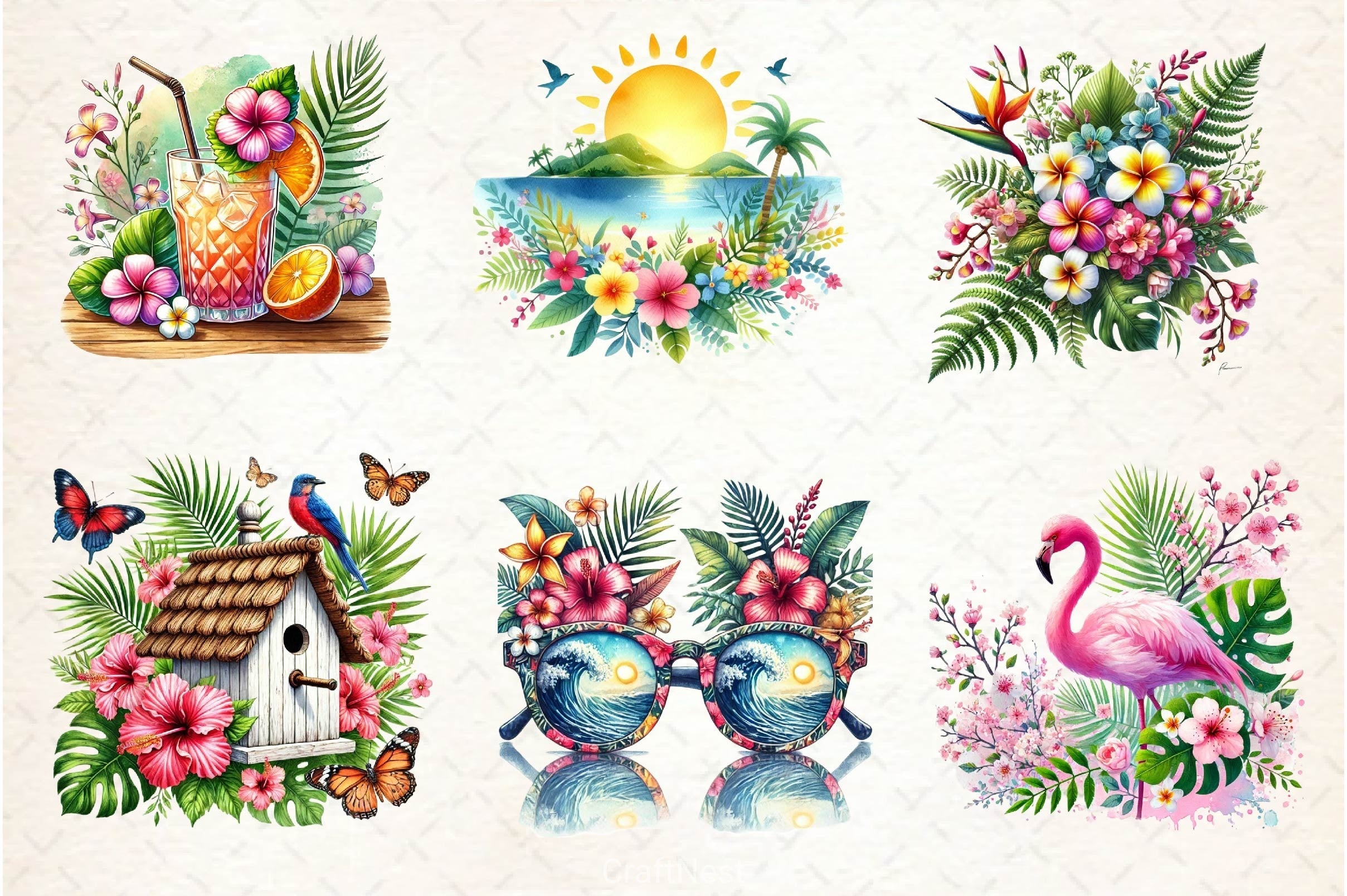 Tropical Spring Clipart Bundle 3
