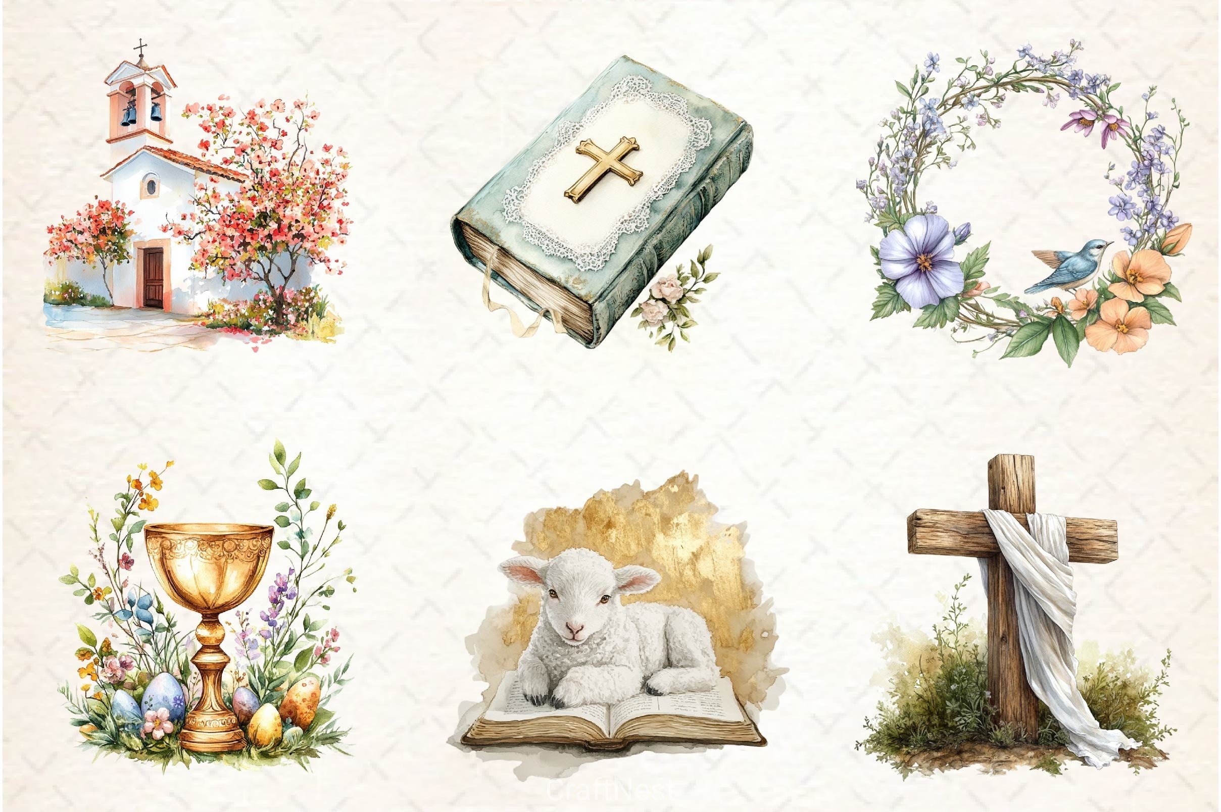 Antique Religious Easter Clipart Bundle 3